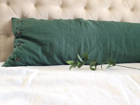 Linen Body Pillow cover with buttons - 14 colors