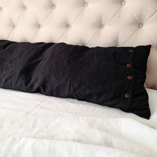 Linen Body Pillow cover with buttons - 14 colors