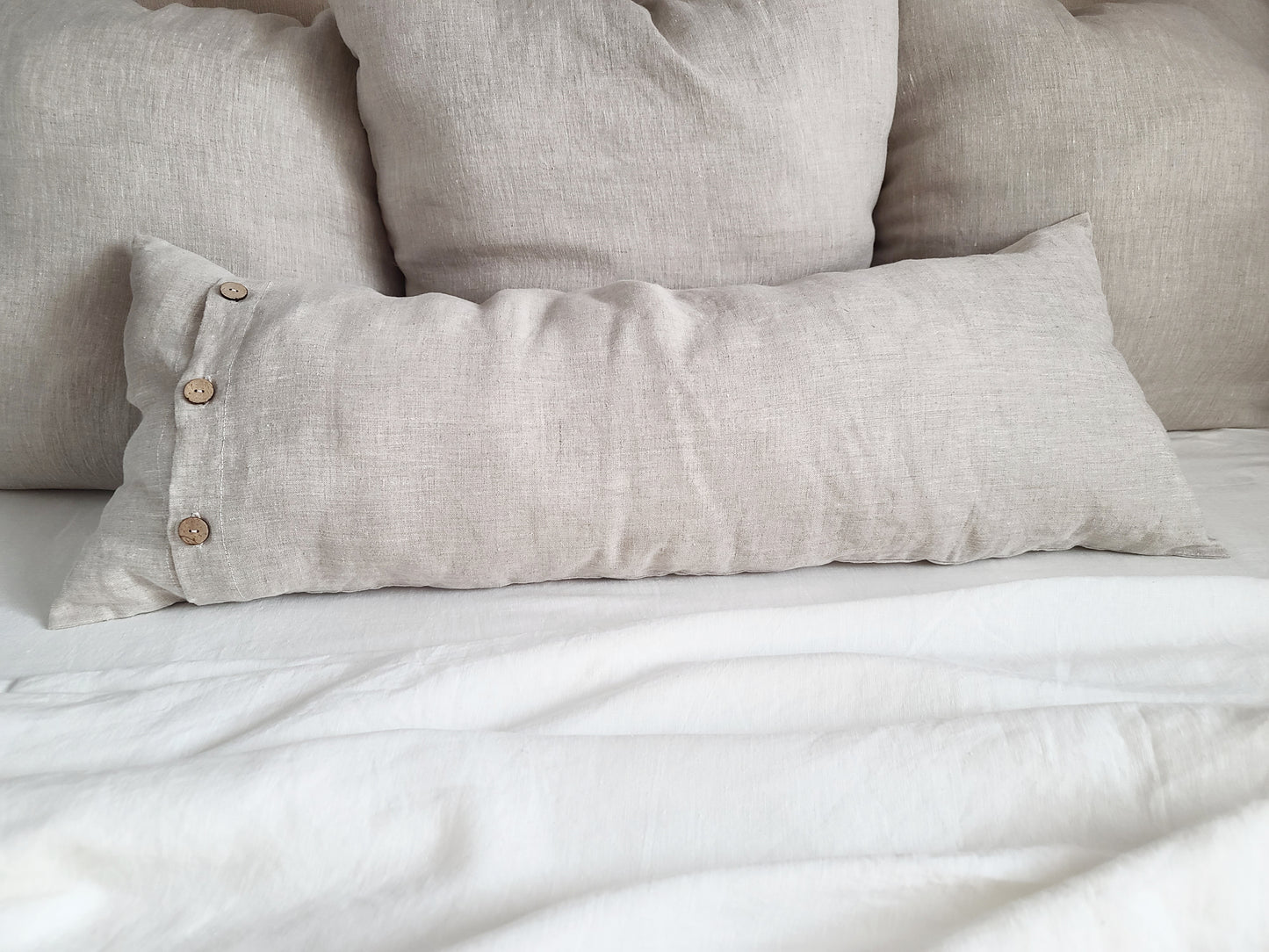 Linen Body Pillow Cover with Buttons