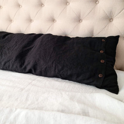 Linen Body Pillow cover with buttons - 14 colors
